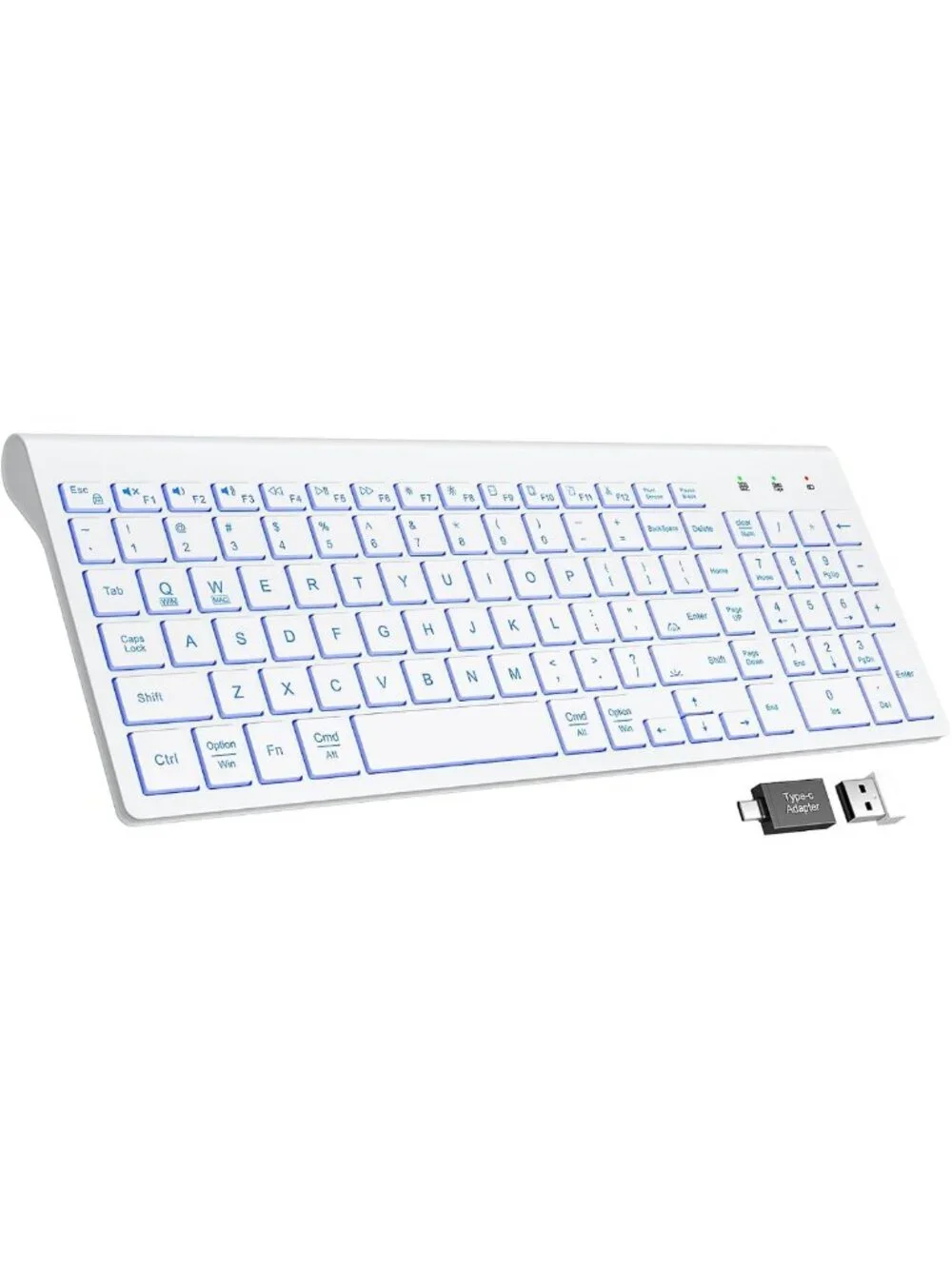 Compact Wireless Keyboard with 7-Color Backlight, Rechargeable, Slim Design
